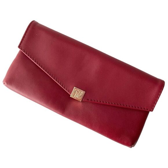 CH Carolina Herrera Red Leather Envelope Clutch - Picture 5 of 16